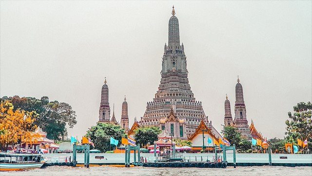 A pagoda in front of a clear sky
