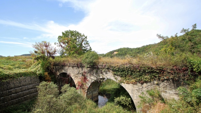 금상산 철길 다리.  Verlassene Eisenbahnbrücke der eingestellten Chŏrwŏn-Kŭmgangsan-Eisenbahnlinie in Kangwŏn-do, Chŏrwŏn, nahe der DMZ.